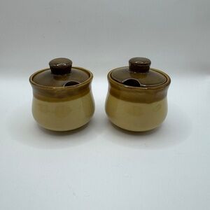 Set of 2 T.G. Green Church Gresley Glazed Stoneware Mustard Pots Condiment Crock